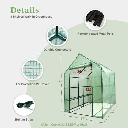 8 Shelves 3 Tiers Greenhouse Portable Mini Walk In Outdoor MINI Planter House