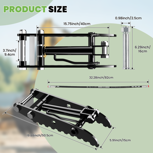 Attachments Mini Excavator: Ripper, Rake, Narrow Bucket, Plain Bucket, Thumb