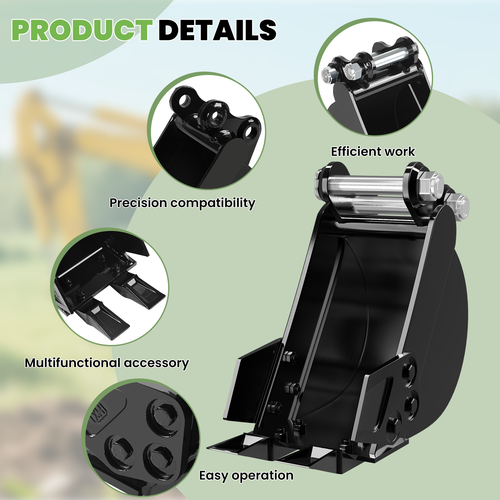 Attachments Mini Excavator: Ripper, Rake, Narrow Bucket, Plain Bucket, Thumb