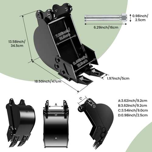 Attachments Mini Excavator: Ripper, Rake, Narrow Bucket, Plain Bucket, Thumb