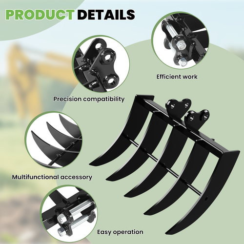 Attachments Mini Excavator: Ripper, Rake, Narrow Bucket, Plain Bucket, Thumb