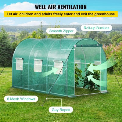Walk-in Greenhouse 12'x7'x7' Tunnel Planter House Garden Galvanized Frame