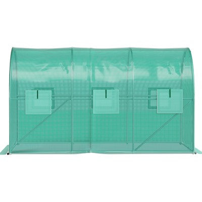 Walk-in Greenhouse 12'x7'x7' Tunnel Planter House Garden Galvanized Frame