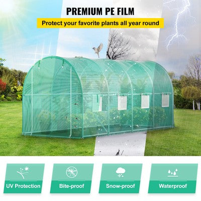 Walk-in Greenhouse 15'x7'x7' Hot Planter House Gardening Galvanized Frame