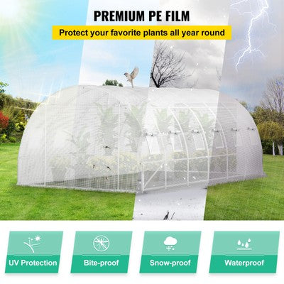 Walk-in Greenhouse 20'x10'x7' Hot Planter House Gardening Galvanized Frame White