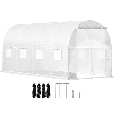 Walk-in Tunnel Greenhouse Galvanized Frame Waterproof 15x6.5x7 ft