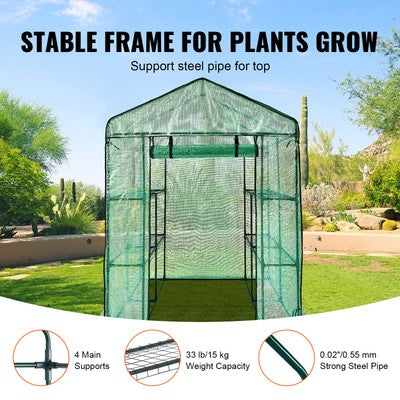 Walk in Greenhouse Portable Mini Garden House Outdoor 8 Shelves 3 Tiers