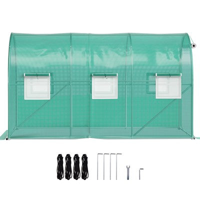 Walk-in Greenhouse 12'x7'x7' Tunnel Planter House Garden Galvanized Frame