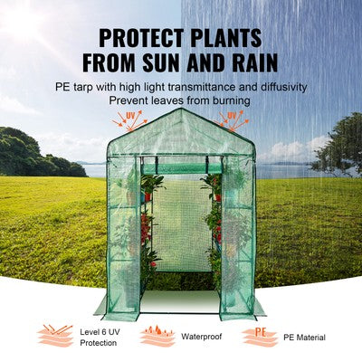 Walk in Greenhouse Portable Mini Garden House Outdoor 8 Shelves 3 Tiers