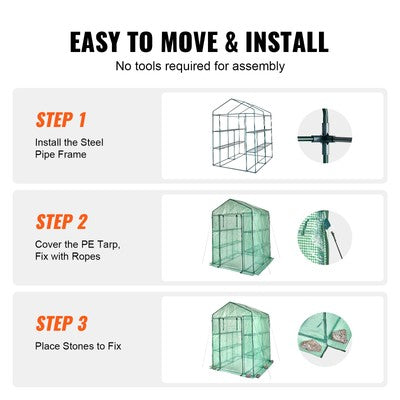 Walk in Greenhouse Portable Mini Garden House Outdoor 8 Shelves 3 Tiers