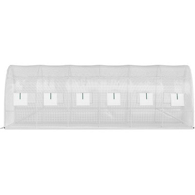 Walk-in Greenhouse 20'x10'x7' Hot Planter House Gardening Galvanized Frame White