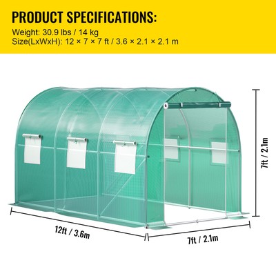 Walk-in Greenhouse 12'x7'x7' Tunnel Planter House Garden Galvanized Frame