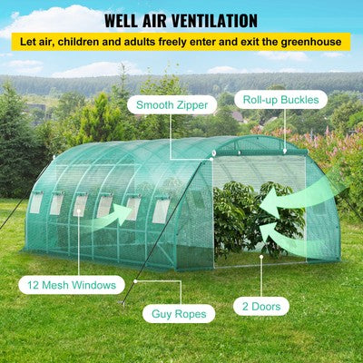 Walk-in Greenhouse 20'x10'x7' Hot Planter House Gardening Galvanized Frame