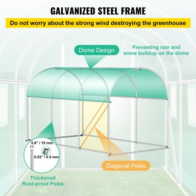Walk-in Greenhouse 12'x7'x7' Tunnel Planter House Garden Galvanized Frame