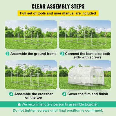Walk-in Tunnel Greenhouse Galvanized Frame Waterproof 15x6.5x7 ft