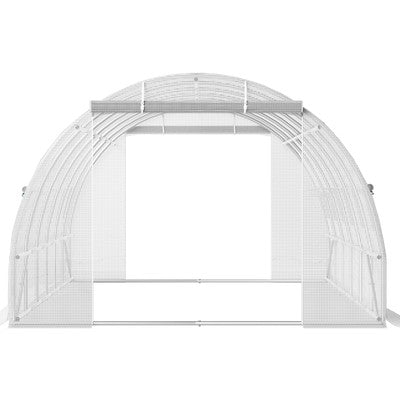 Walk-in Greenhouse 20'x10'x7' Hot Planter House Gardening Galvanized Frame White