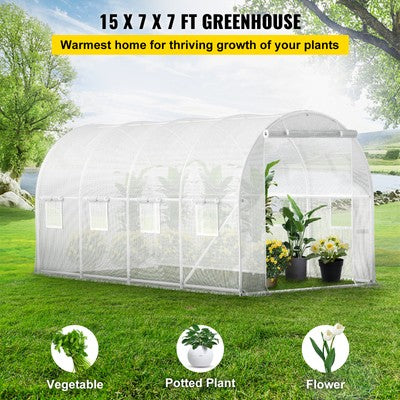 Walk-in Tunnel Greenhouse Galvanized Frame Waterproof 15x6.5x7 ft