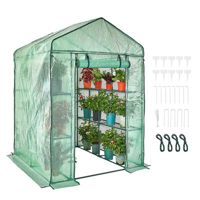 Walk in Greenhouse Portable Mini Garden House Outdoor 8 Shelves 3 Tiers