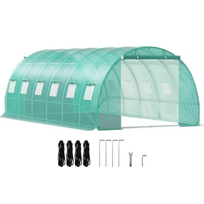 Walk-in Greenhouse 20'x10'x7' Hot Planter House Gardening Galvanized Frame