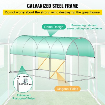 Walk-in Greenhouse 15'x7'x7' Hot Planter House Gardening Galvanized Frame