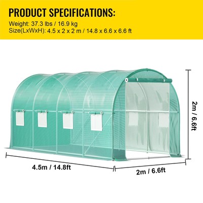 Walk-in Greenhouse 15'x7'x7' Hot Planter House Gardening Galvanized Frame