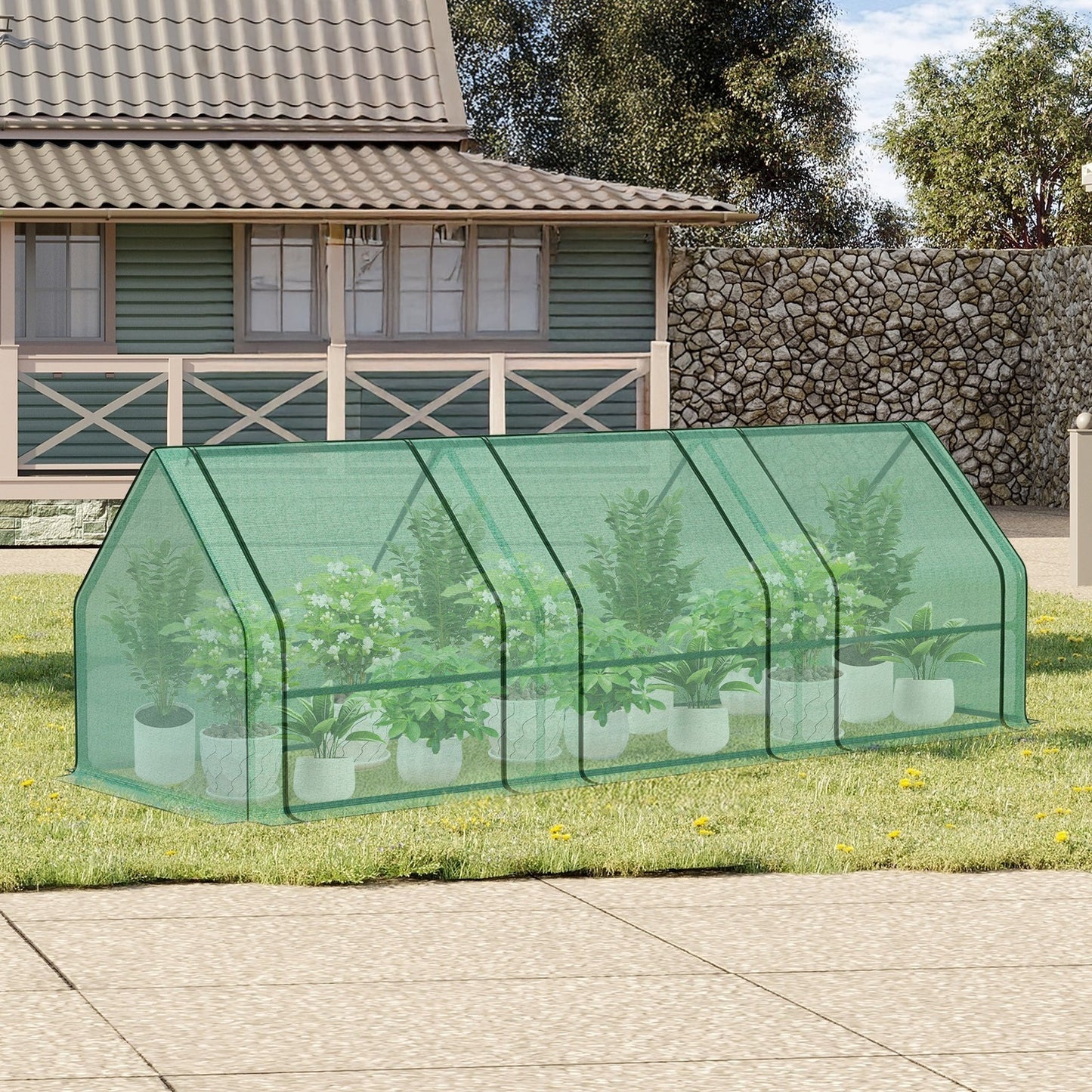 Aoodor 9x3x3FT Outdoor Mini Greenhouse Kit Portable Garden Plants Green House PE
