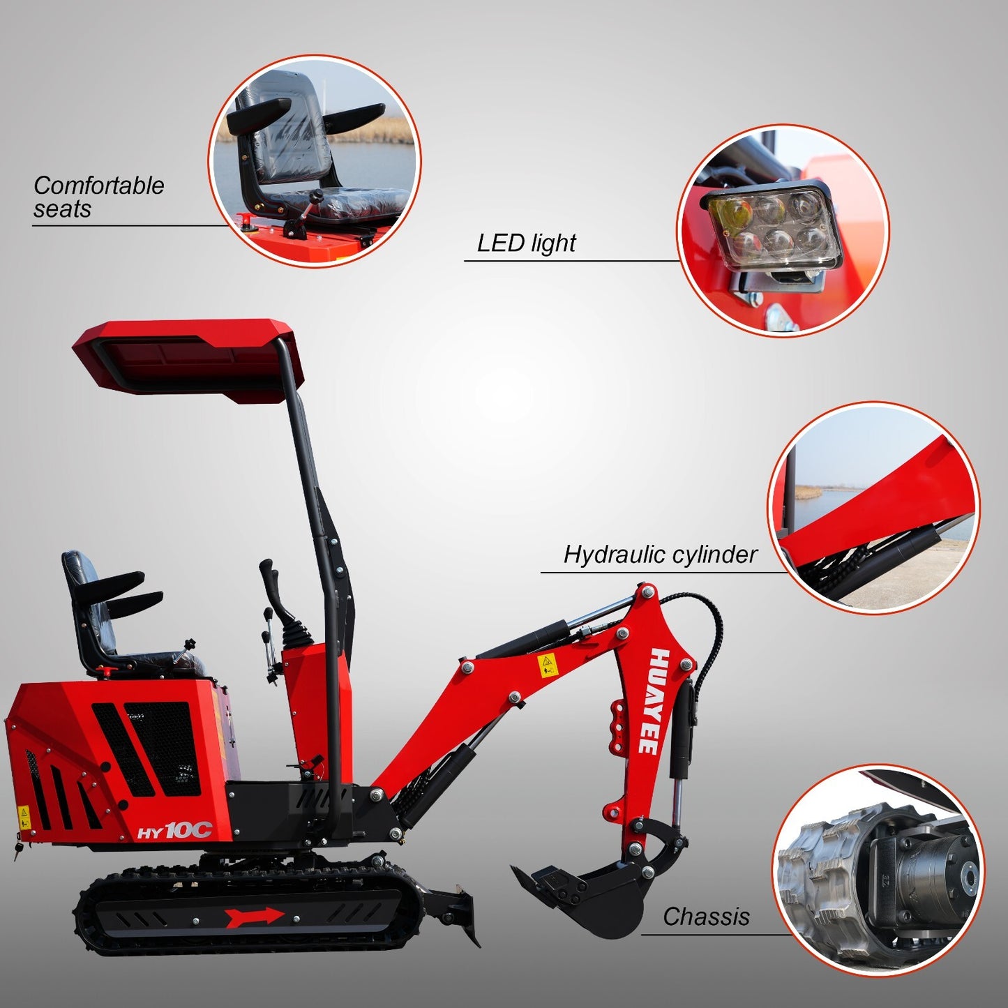 Mini Excavator 1 Ton 13.5hp Mini Digger Crawler Gas EPA Engine