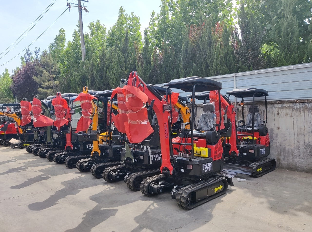 TYPHON TERROR XVIII 2 Ton (4,000 lbs) Mini Excavator – EPA Certified Kubota D902 Diesel, Boom Swing, Canopy, 0.03 cbm Bucket, Hydraulic Thumb