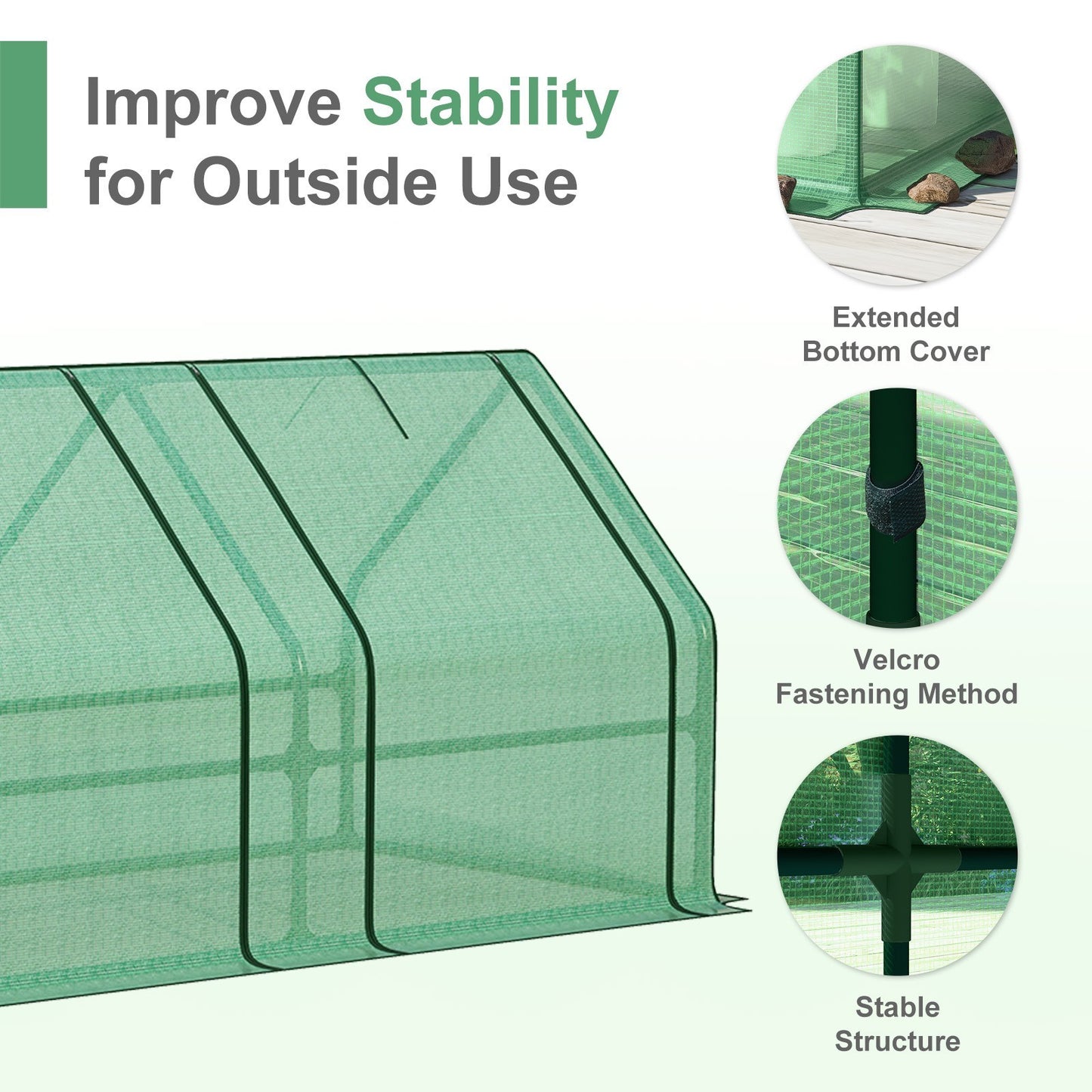 Aoodor 9x3x3FT Outdoor Mini Greenhouse Kit Portable Garden Plants Green House PE