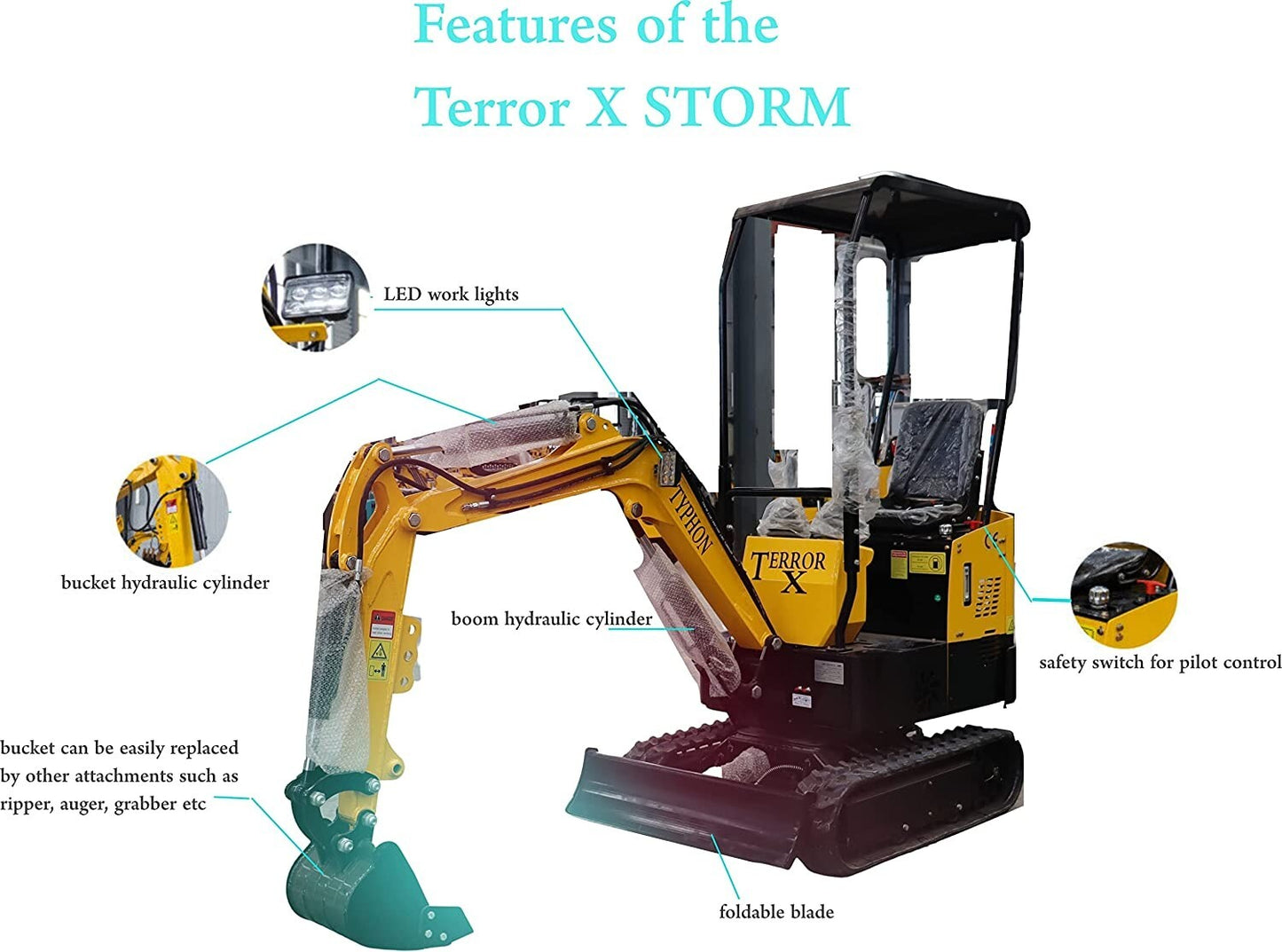 TYPHON Terror X STORM 1 Ton Gas Mini Excavator – EPA Certified