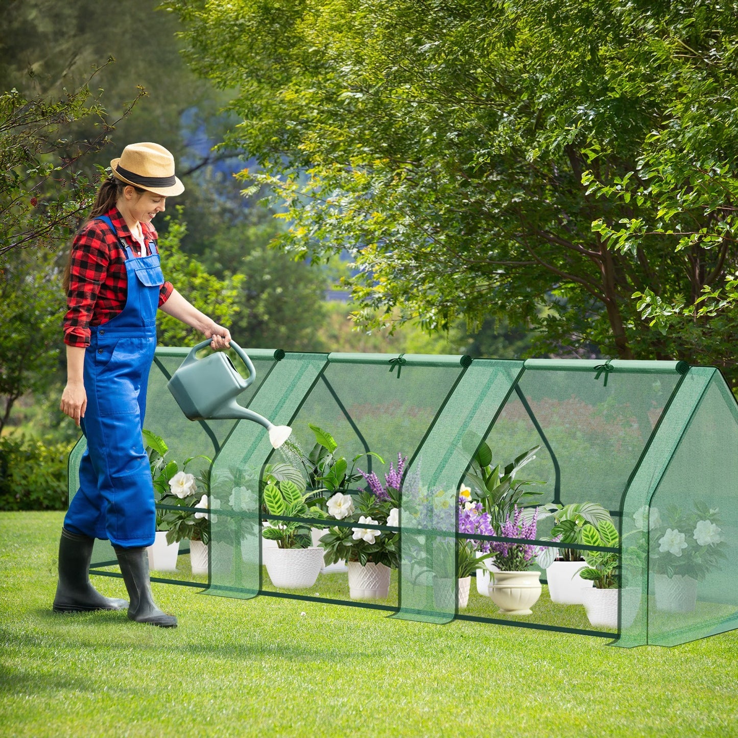 Aoodor 9x3x3FT Outdoor Mini Greenhouse Kit Portable Garden Plants Green House PE