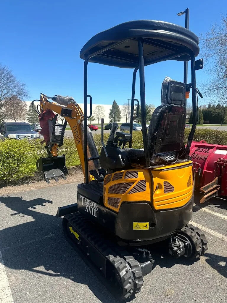TYPHON TERROR XVIII 2 Ton (4,000 lbs) Mini Excavator – EPA Certified Kubota D902 Diesel, Boom Swing, Canopy, 0.03 cbm Bucket, Hydraulic Thumb