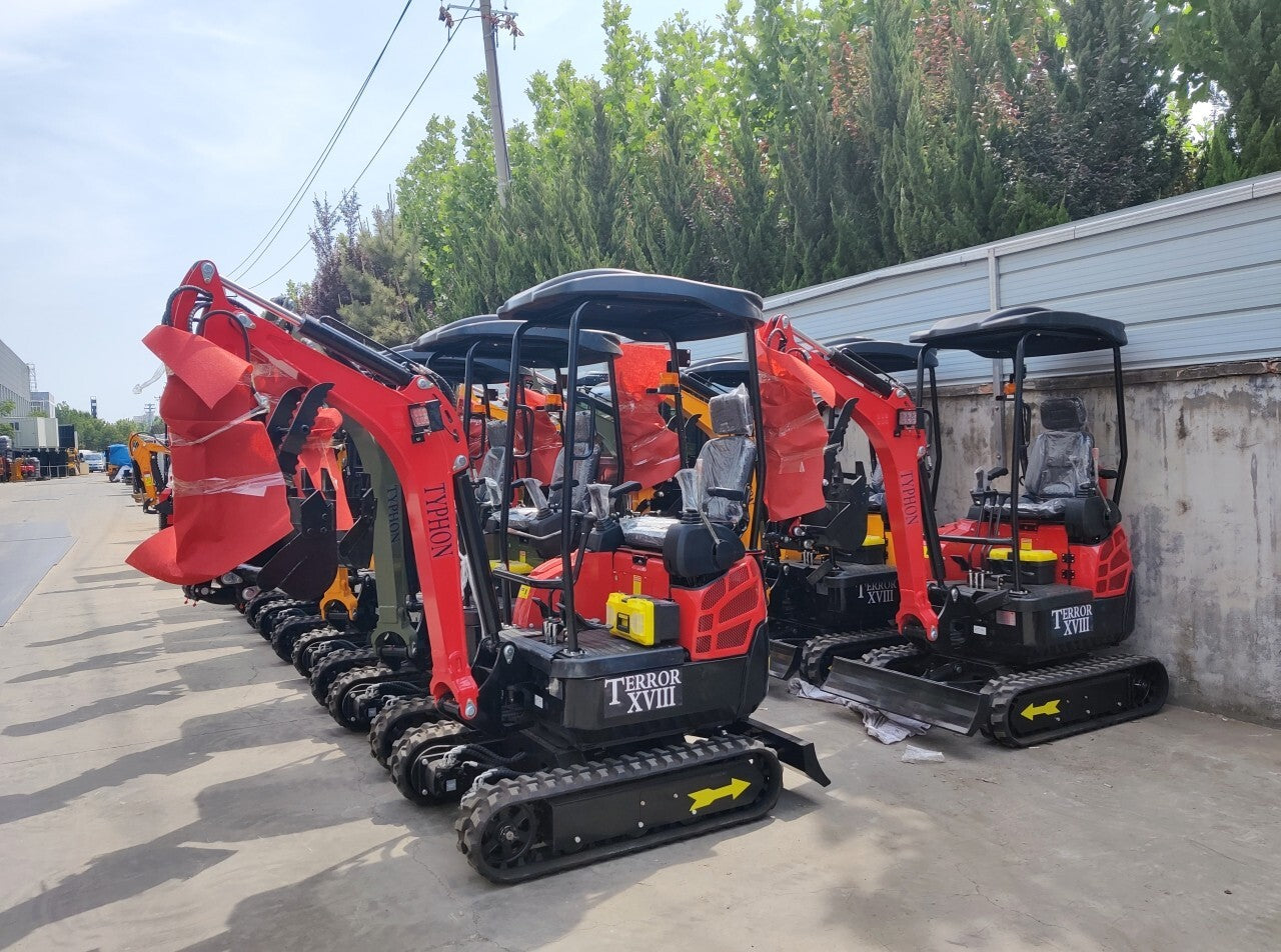 TYPHON TERROR XVIII 2 Ton (4,000 lbs) Mini Excavator – EPA Certified Kubota D902 Diesel, Boom Swing, Canopy, 0.03 cbm Bucket, Hydraulic Thumb