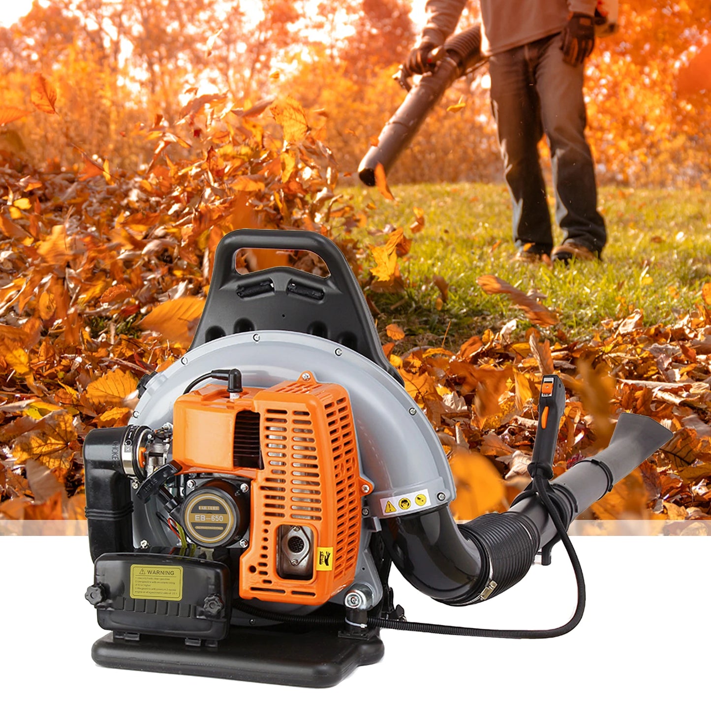 2700W Backpack Leaf Blower 63CC 2 Stroke Gas Powered Leaf Blowers W/ 1.8L Fuel Tank, Air Cooling Gasoline Grass Blower for Yard