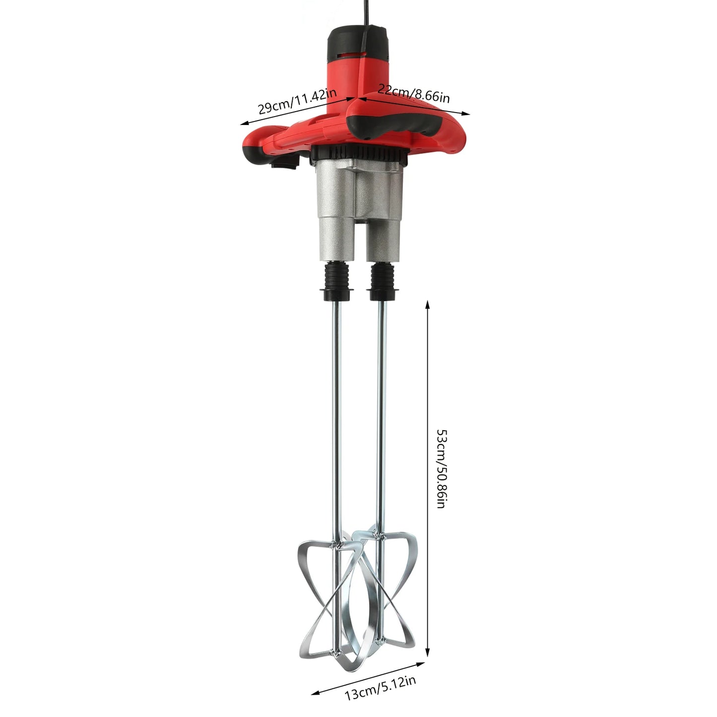 2800W Handheld Paint & Mortar Mixer – 2-Gear Corded Electric Concrete Stirrer with 6-Speed Control (Red/Green, 110V/220V)