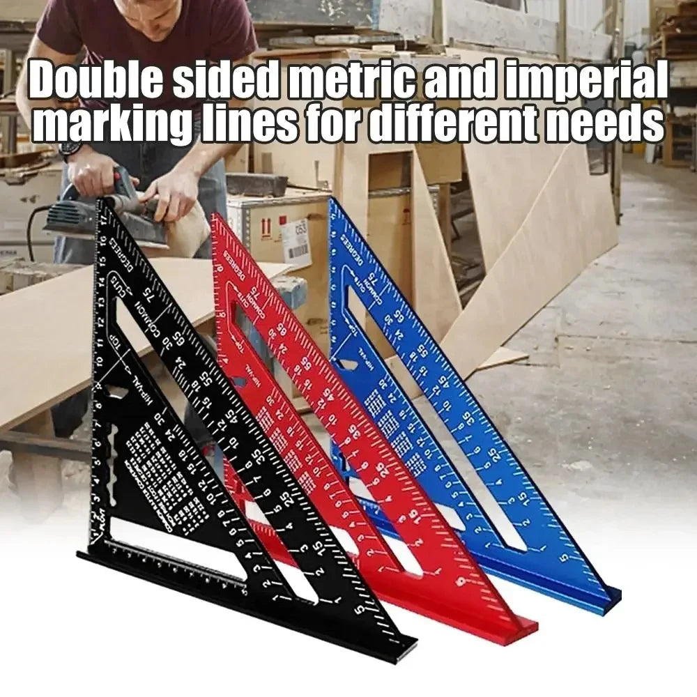 7-Inch Triangle Ruler – Aluminum Alloy Speed Square | Metric & Imperial Markings | Woodworking Angle Tool