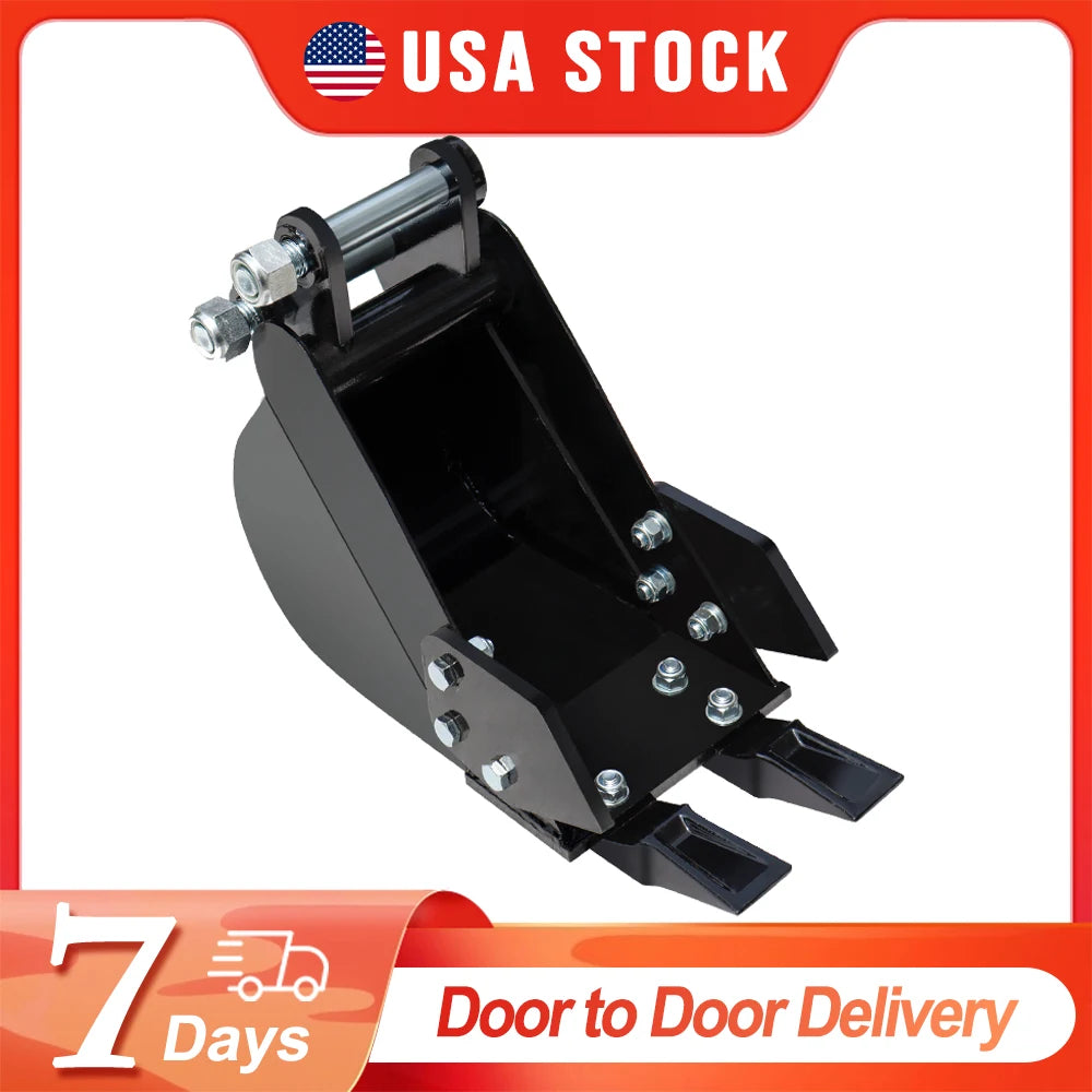 Narrow Digging Bucket for 1–1.5 Ton Mini Excavator | 200mm (7.9") | USA Stock | 25mm Pin, 88mm Center, 90mm Span