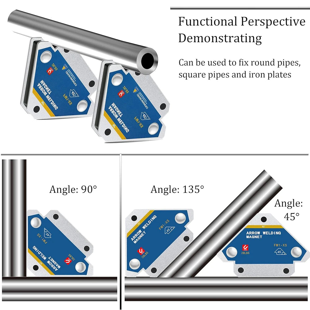 2pcs 12.5KG Magnetic Welding Holder Set – 45° 90° 135° Angle Fixer