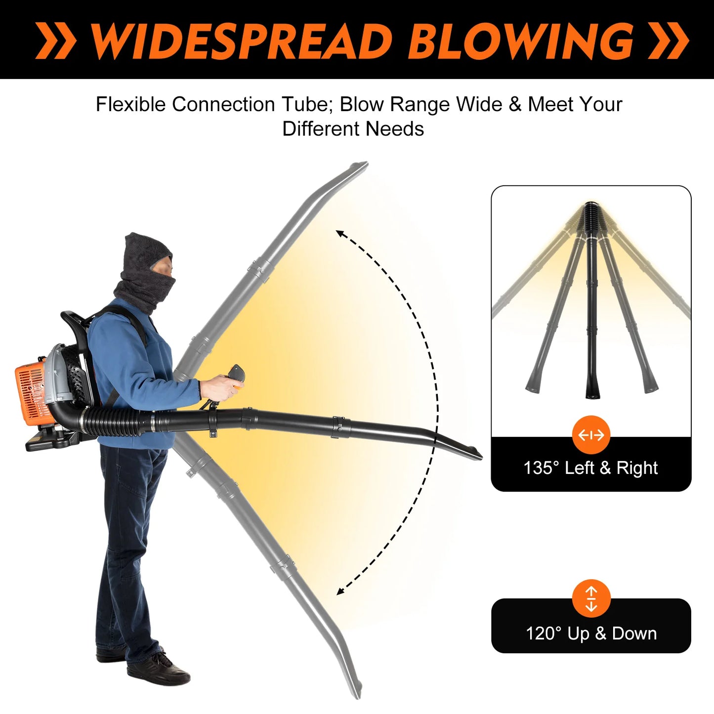 2700W Backpack Leaf Blower 63CC 2 Stroke Gas Powered Leaf Blowers W/ 1.8L Fuel Tank, Air Cooling Gasoline Grass Blower for Yard