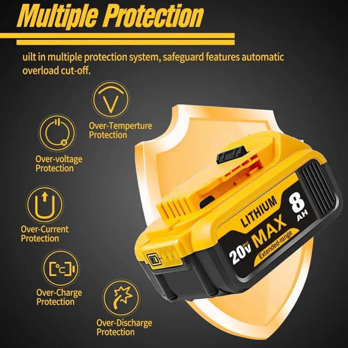 Battery for Dewalt Cordless Replacement Tools 20V 8.0Ah
