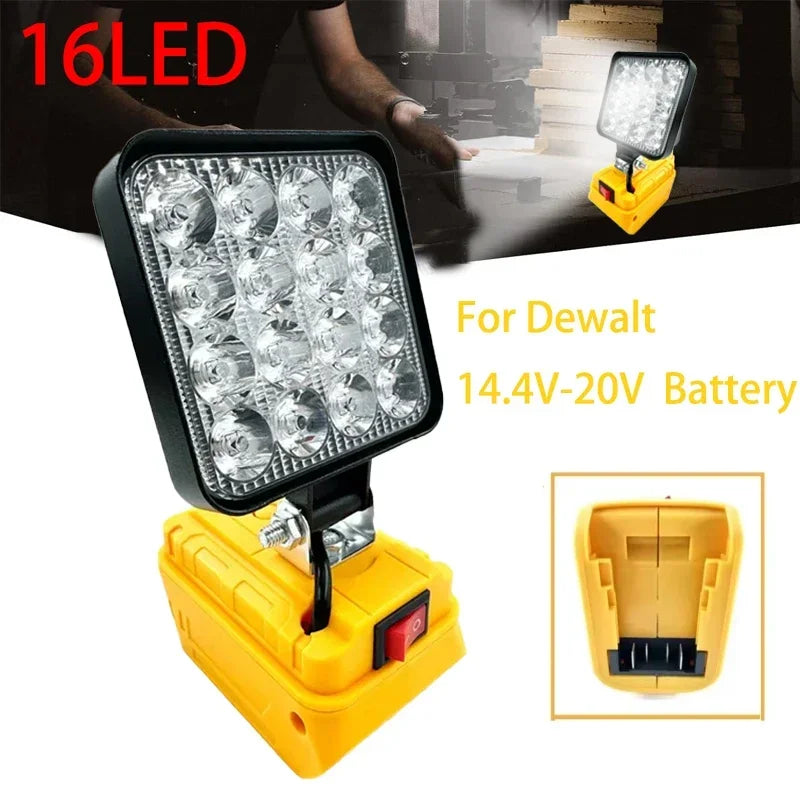 3" Cordless LED Work Light for DeWalt 14.4V–20V Batteries – 54W Portable Spotlight