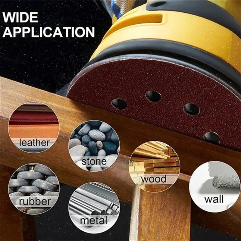 125mm 8-Hole Sanding Discs for Wood & Metal – 40 to 2000 Grit | Abrasive Polishing Grinding Pads
