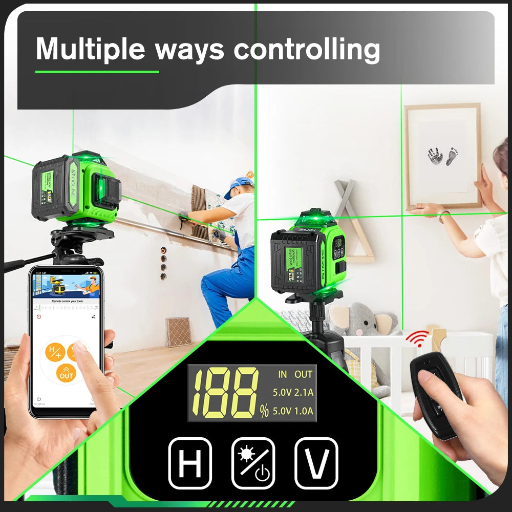 Laser Level 360° | Green Beam w/ Remote & Tripod | 16-Line 4D