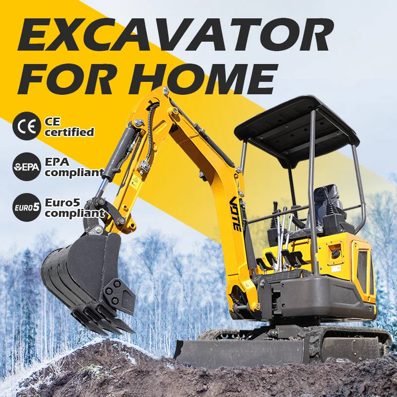 1.6 Ton Hydraulic Mini Excavator – VOTE Micro Digger with KIPOR Engine | Crawler Farm Excavator | CE Certified