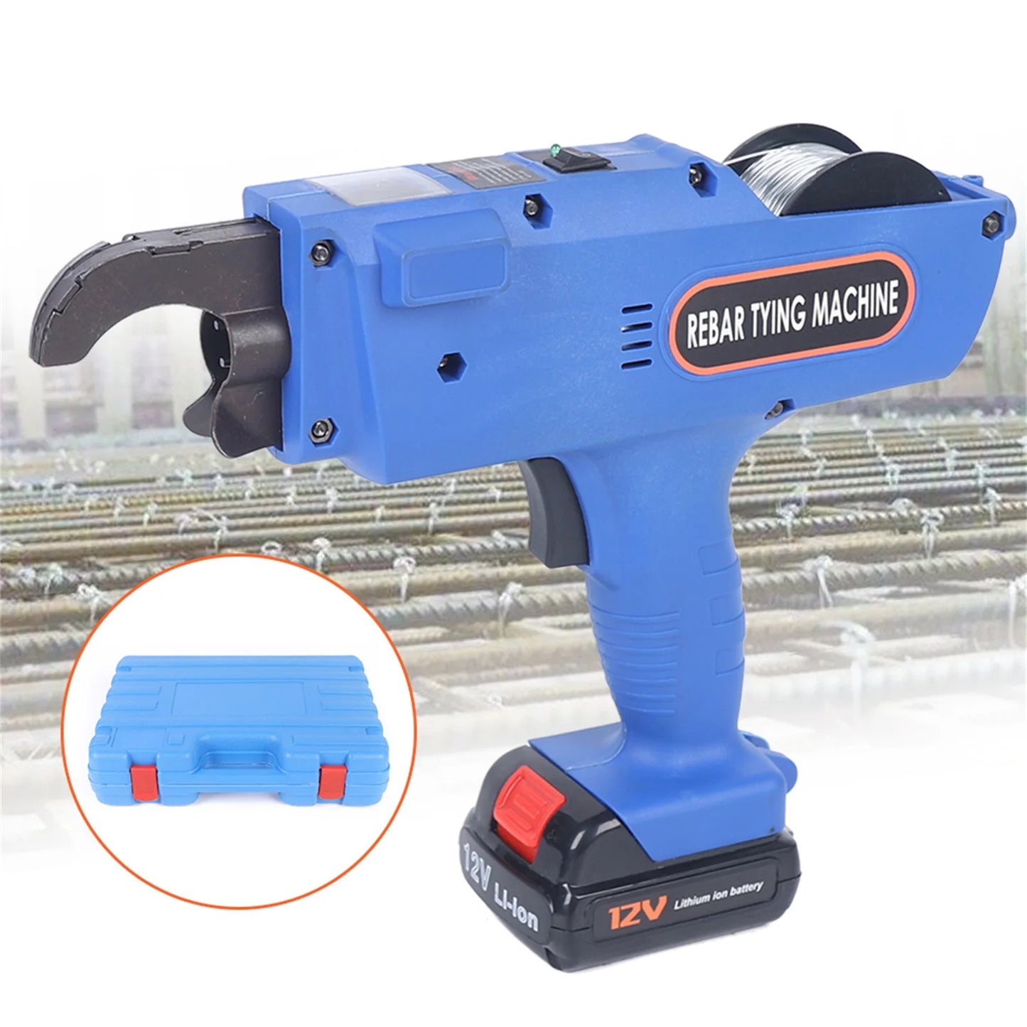 Electric Rebar Tier Gun 8–34mm with Pliers & 2 Batteries – Fast Tying Tool