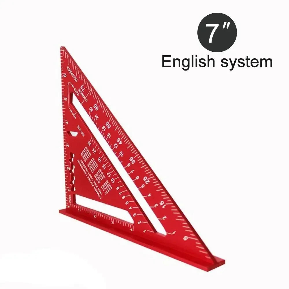 7-Inch Triangle Ruler – Aluminum Alloy Speed Square | Metric & Imperial Markings | Woodworking Angle Tool