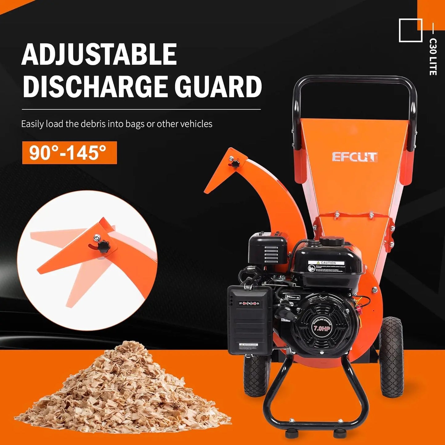 2025-hotC30 LITE Wood Chipper Shredder Mulcher Heavy Duty 7 HP 212cc Gas Powered 3 Inch Max