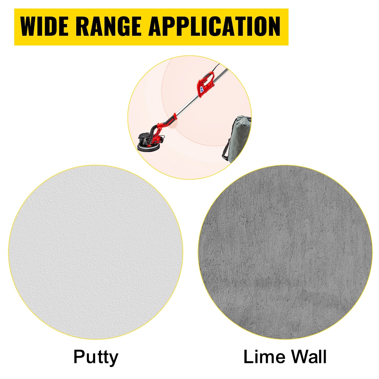 Drywall Sander 850W – Variable Speed 800–1750 RPM | LED Light, Telescopic Handle, Vacuum Bag Included