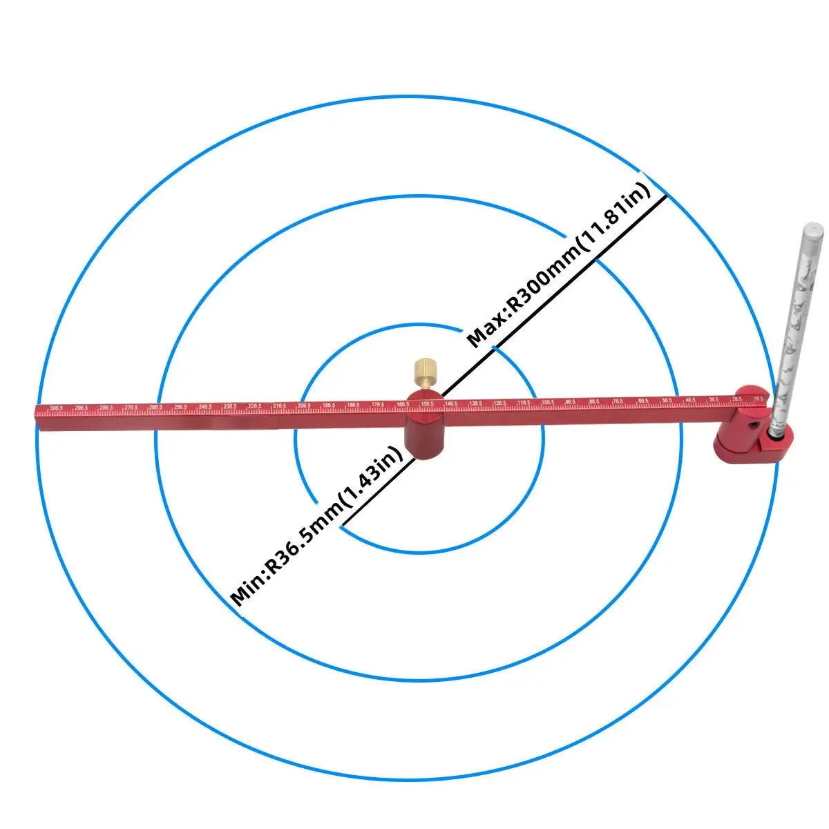 300mm Adjustable Aluminum Compass Circle Ruler – Fixed-Point Marking Gauge for Woodworking & DIY Projects