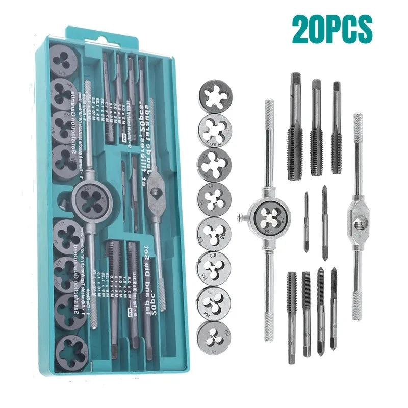 12/20pcs Tap & Die Set M3-M12 β Metric Thread Cutting Tool Kit for DIY Metalwork
